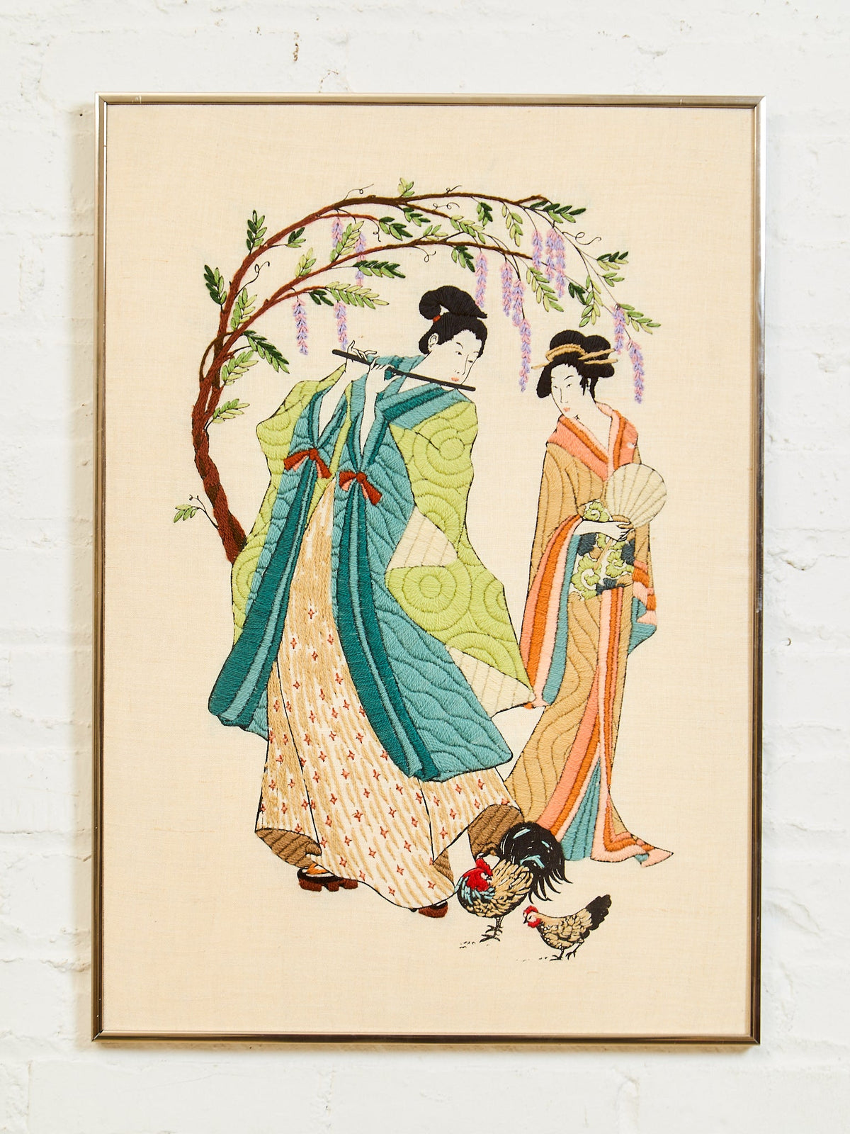 Japanese Silk Embroidery of Courtyard Musicians