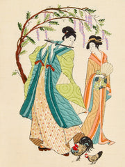 Japanese Silk Embroidery of Courtyard Musicians