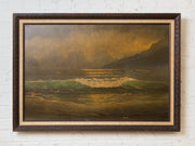 Antique Oil Ocean Painting by RH Scott