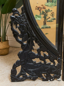 Round Jade Chinese Vintage Carved Screen Room Divider