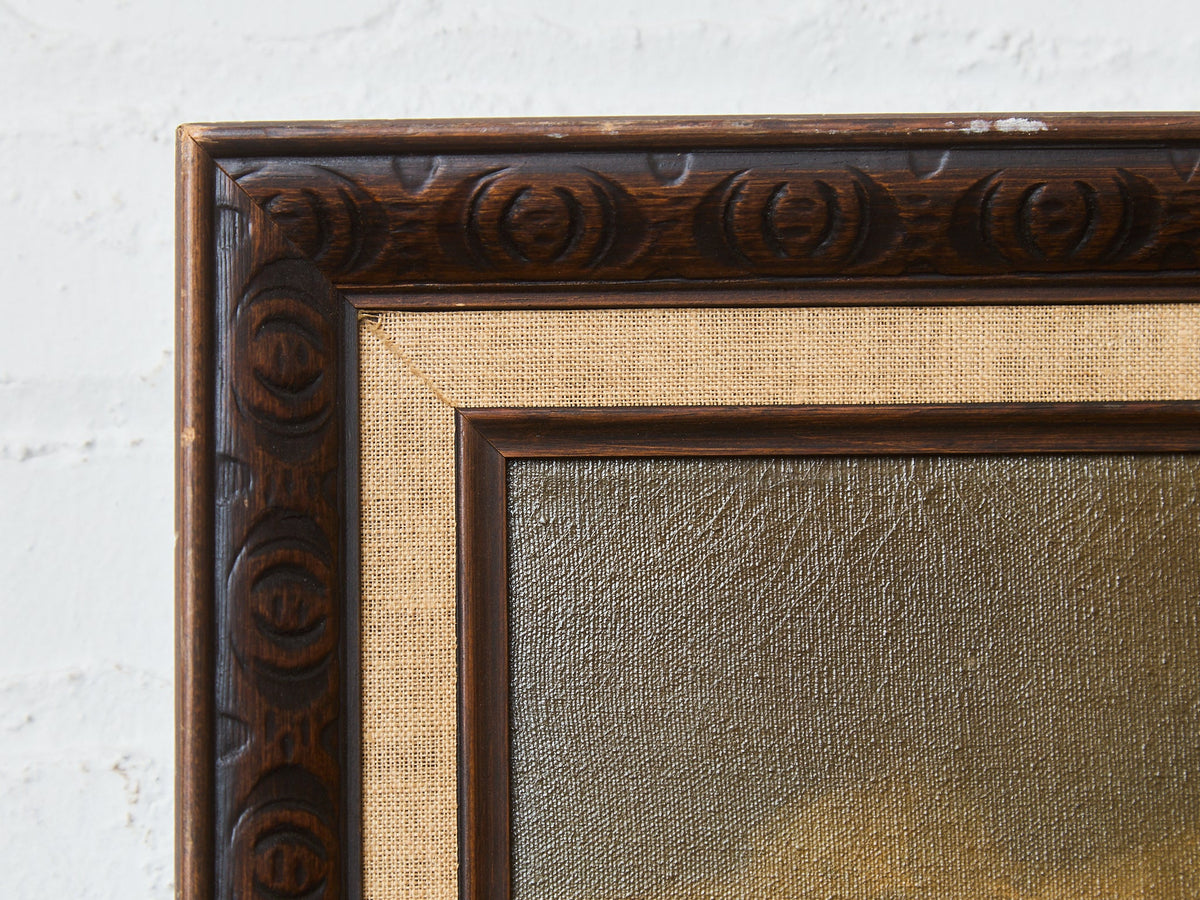 Antique Oil Ocean Painting by RH Scott