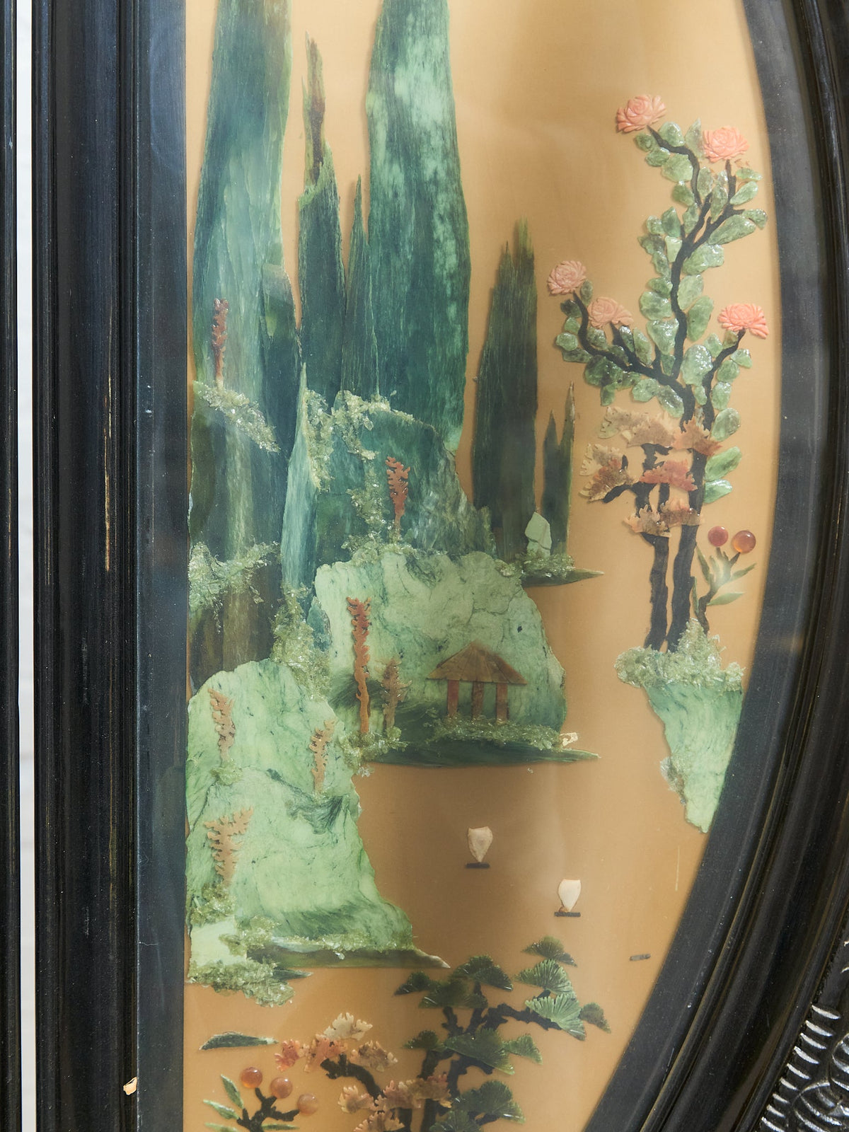 Round Jade Chinese Vintage Carved Screen Room Divider