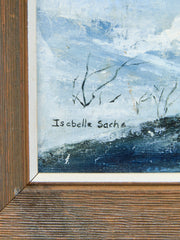 Beautiful Christmas Winter Landscape Oil Painting Snowy Landscape Signed Isabella