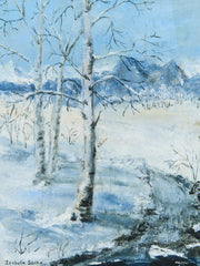 Beautiful Christmas Winter Landscape Oil Painting Snowy Landscape Signed Isabella