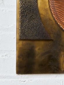 1970s Mixed Metal Brutalist Geometric Wall Sculpture