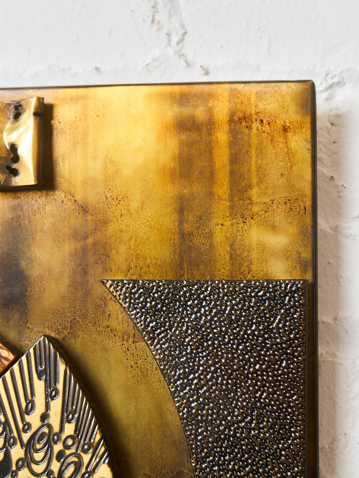 1970s Mixed Metal Brutalist Geometric Wall Sculpture