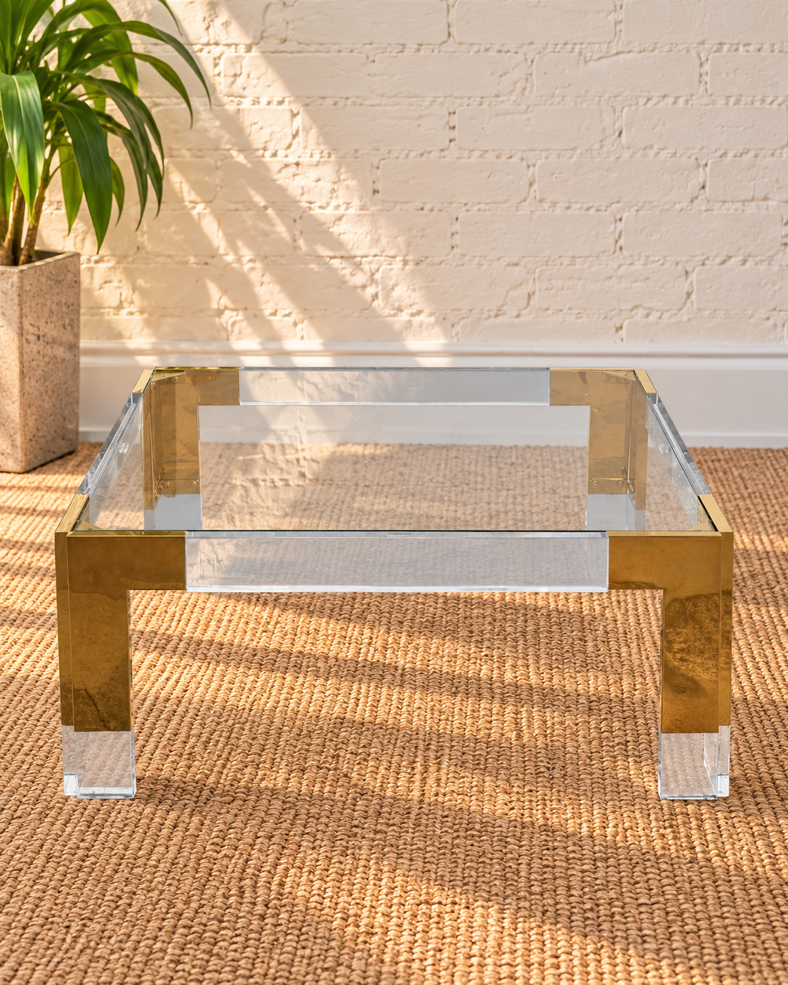 Cindy Square Glass Coffee Table in Gold