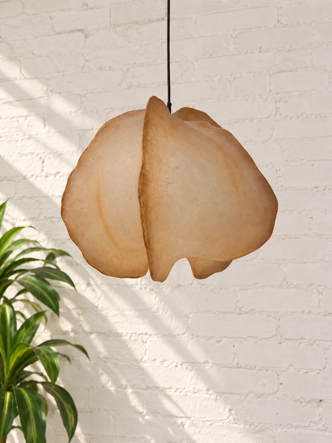 Claire Sculptural Resin Hanging Lamp in Camel