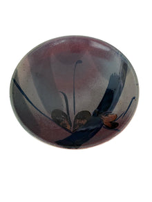 Studio Pottery Stoneware Bowl in Navy Blue and Deep Purple
