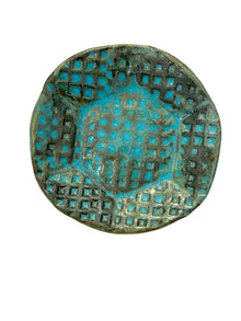 Turquoise and Black Circular with Hexagon Textured Catchall