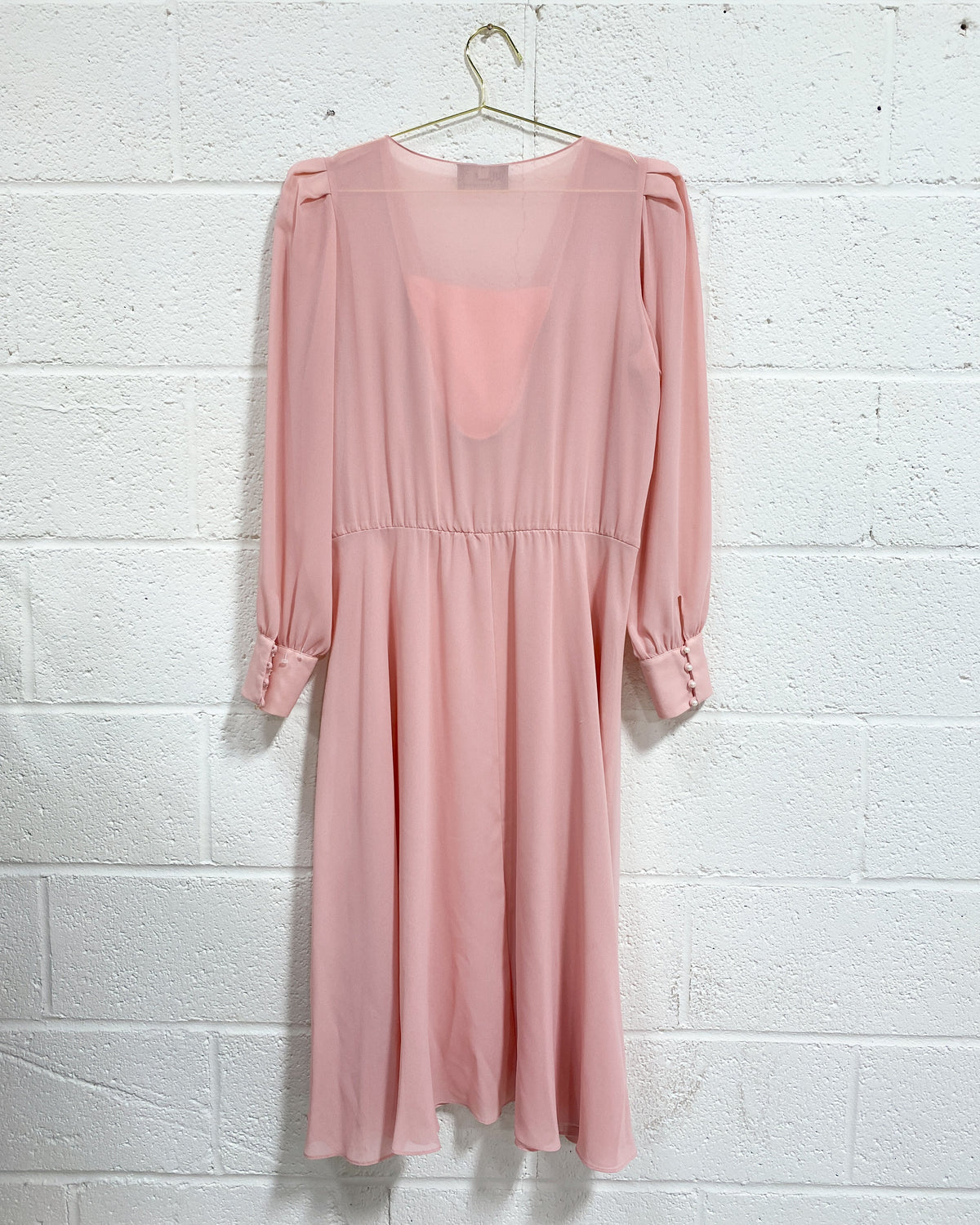 Vintage Ursula of Switzerland Pink Chiffon Dress (11/12)