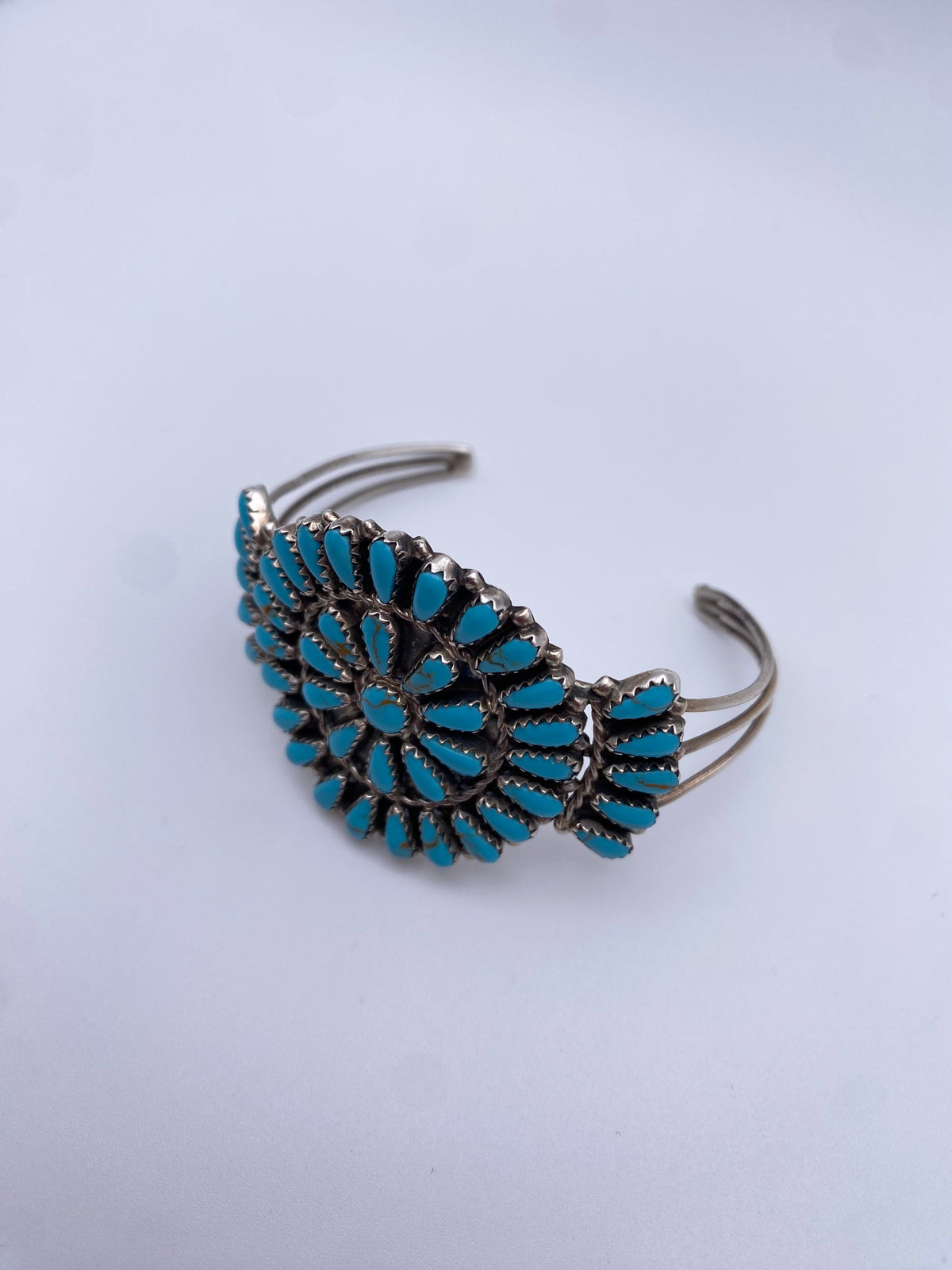 Native American Signed MB Sterling Cuff with Turquoise