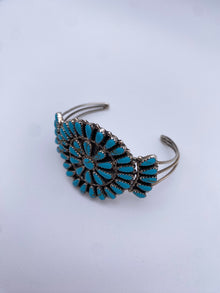 Native American Signed MB Sterling Cuff with Turquoise