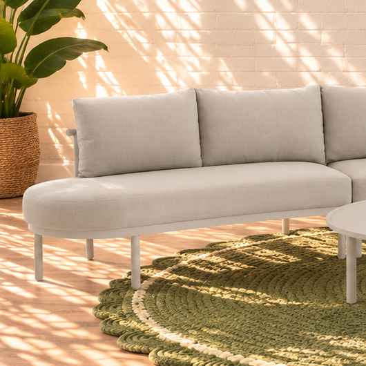 Elara Curved Outdoor Sectional Sofa Set with Nesting Tables in Earth Grey