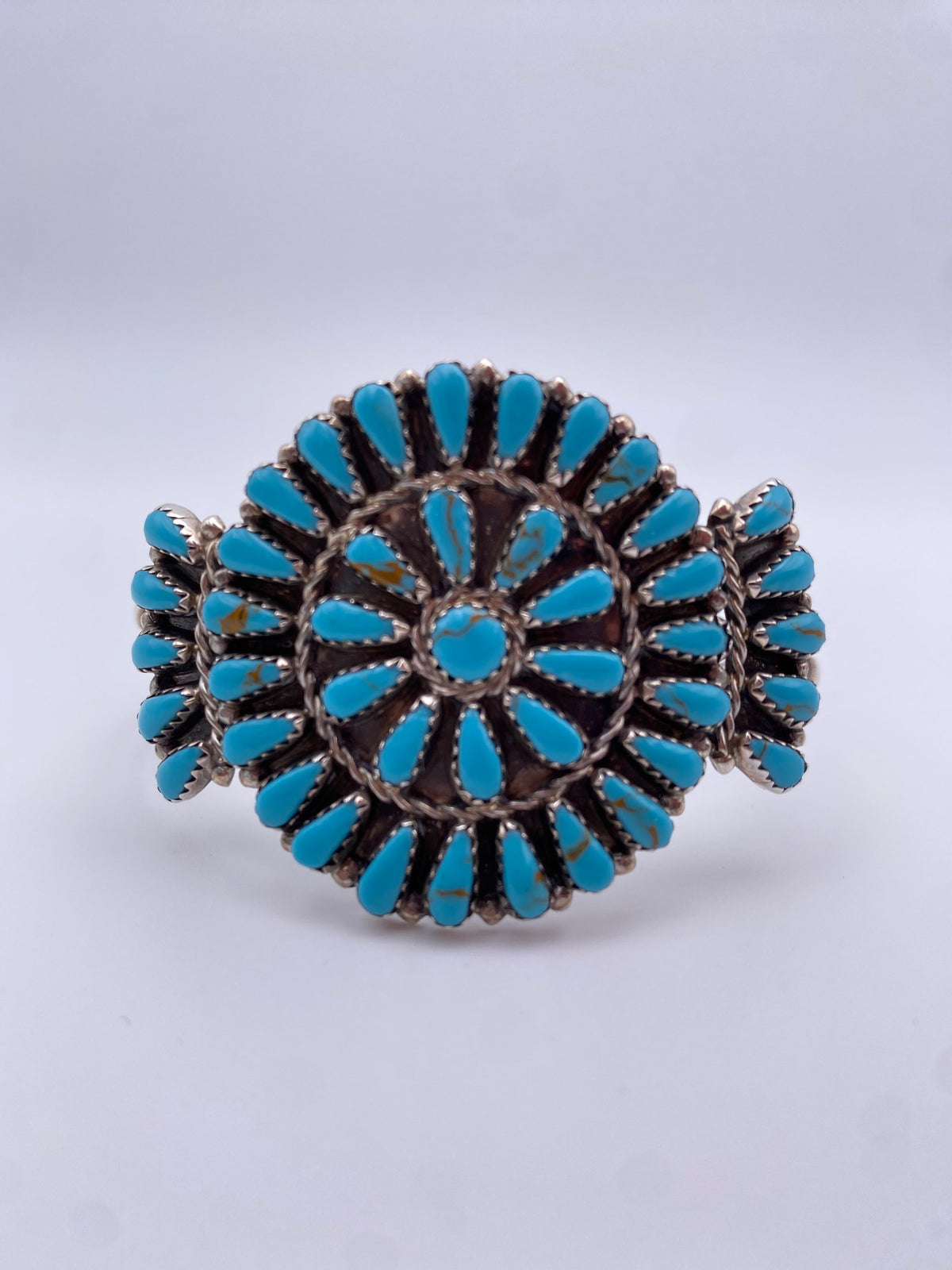 Native American Signed MB Sterling Cuff with Turquoise