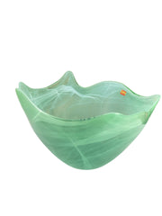 Abstract Modernist Green Creamsicle Glass Bowl