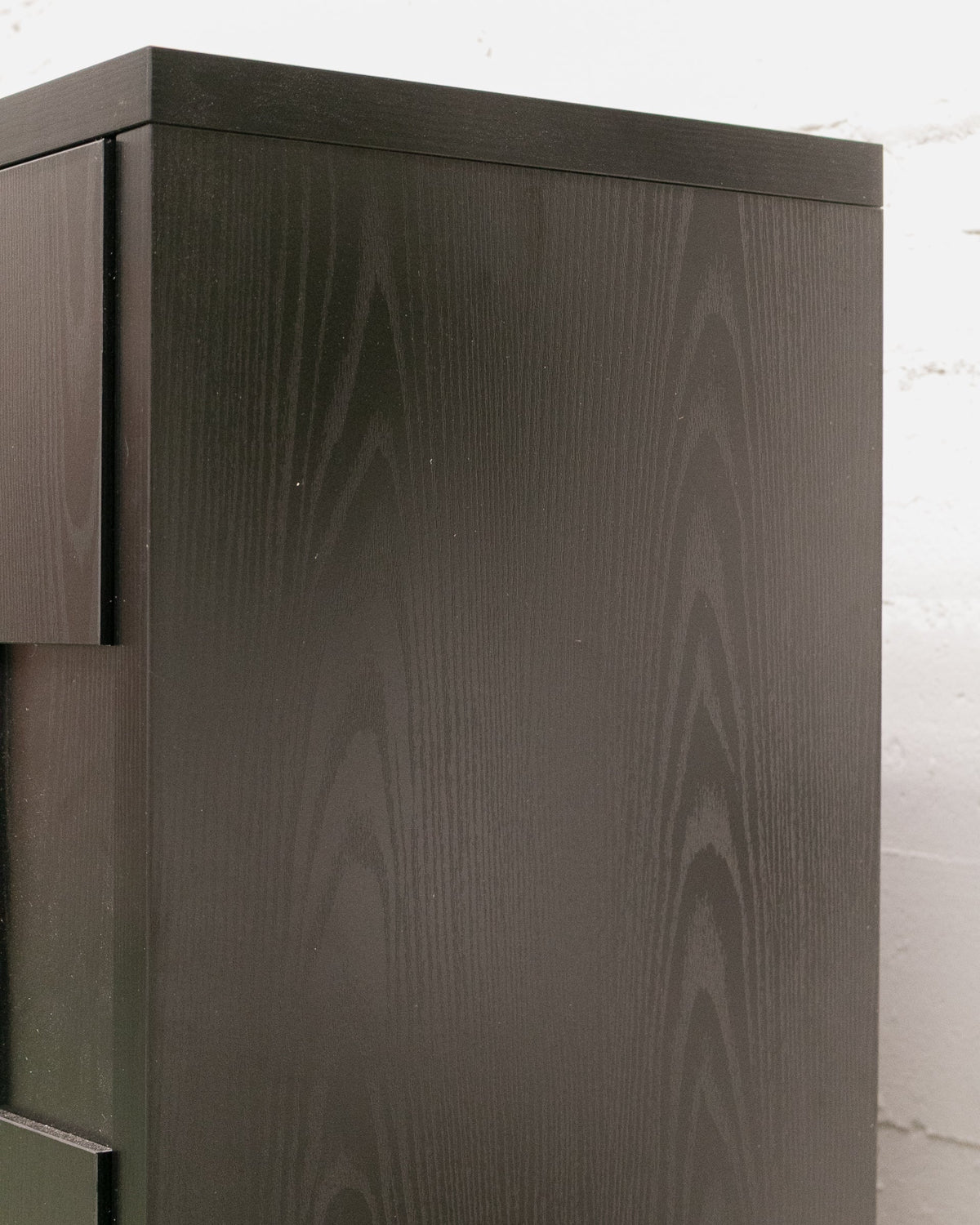 Sculptural Black Geometric Credenza with Brutalist-Inspired Front