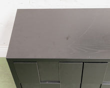 Sculptural Black Geometric Credenza with Brutalist-Inspired Front