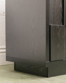 Sculptural Black Geometric Credenza with Brutalist-Inspired Front