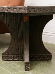 Vintage Square Hand Carved End Table