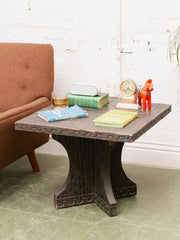 Vintage Square Hand Carved End Table