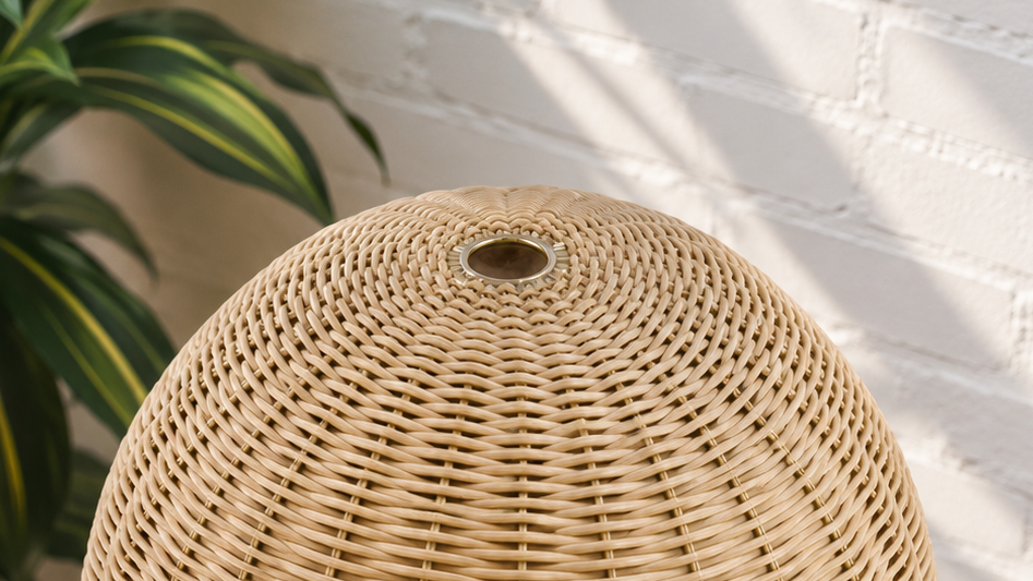 Lydia Rattan Table Lamp in Oak