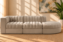 Maricon 3-Piece Velvet Sectional Sofa in Ivory Beige