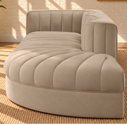 Maricon 3-Piece Velvet Sectional Sofa in Ivory Beige
