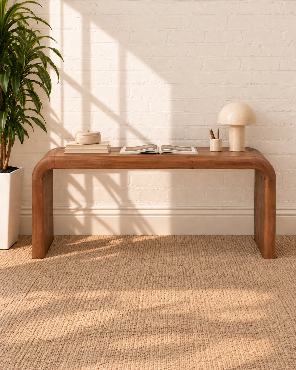 Molly Minimalist Desk in Natural Brown