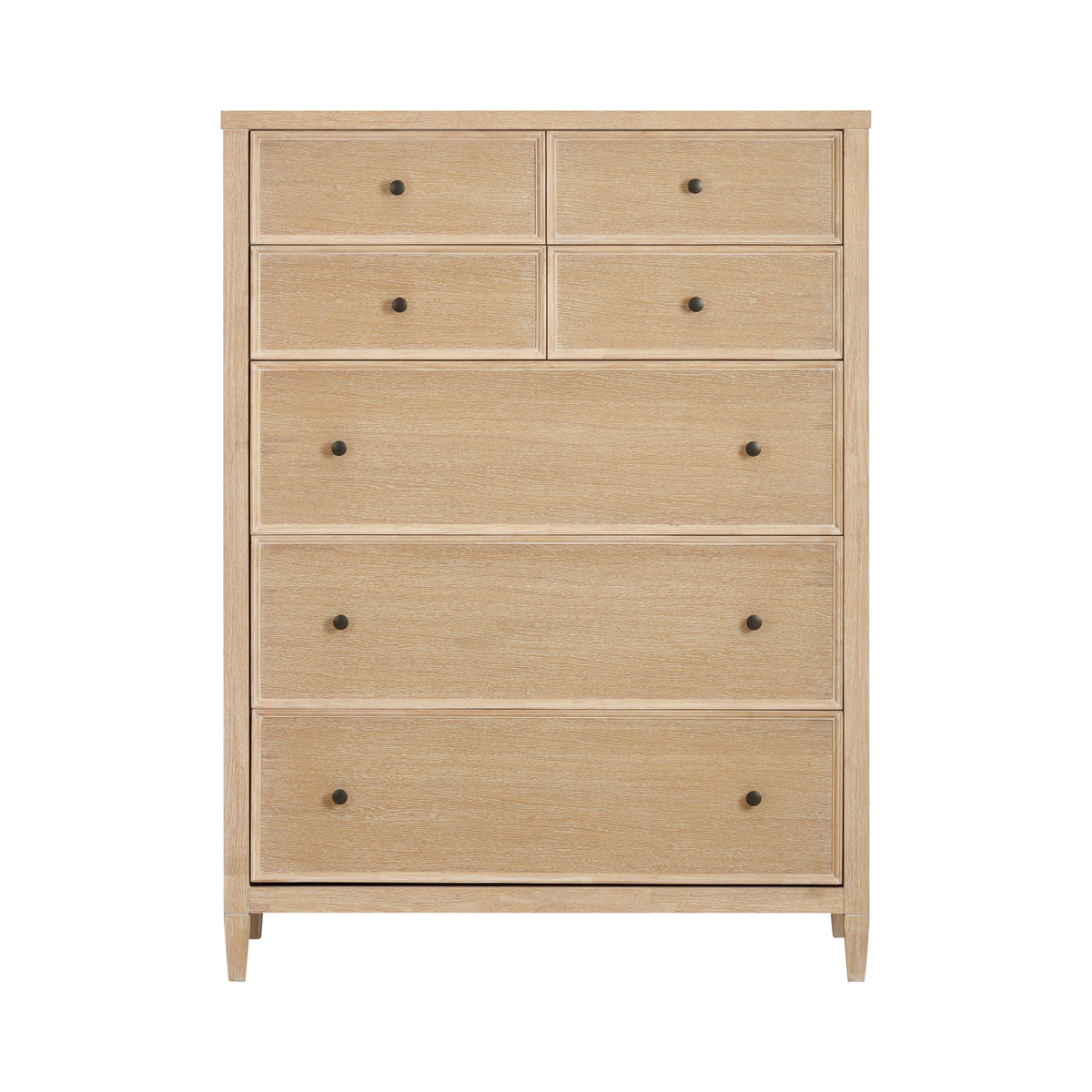 Bristol Park 40" Whitewashed Oak Wood 7-Drawer Chest