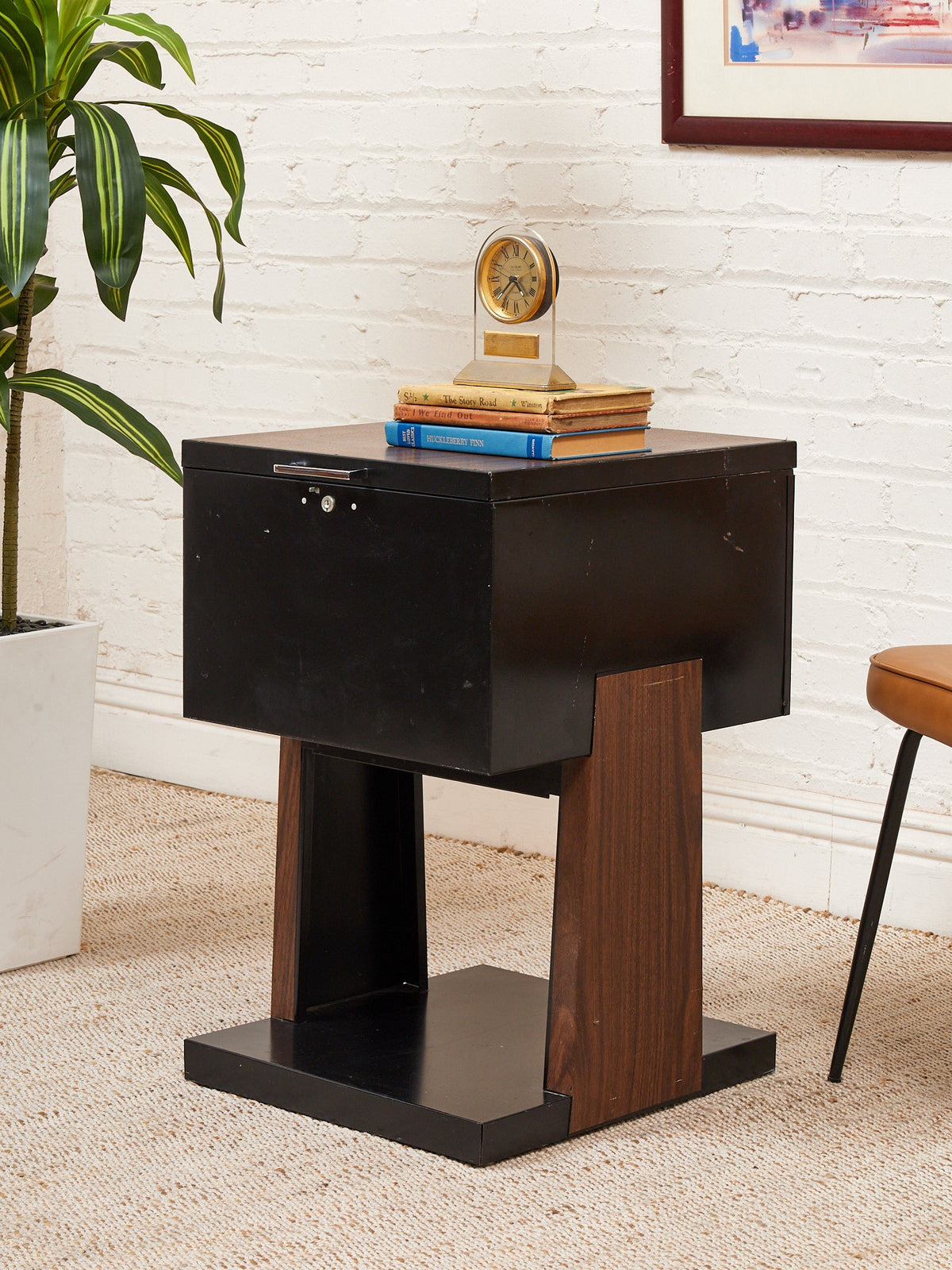 Black Atomic Filing Cabinet 1970s