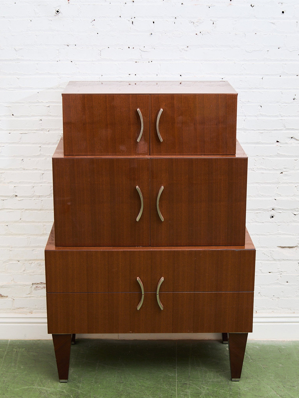 Nicole Miller Italian High-Gloss Stacked Lacquer Cabinet