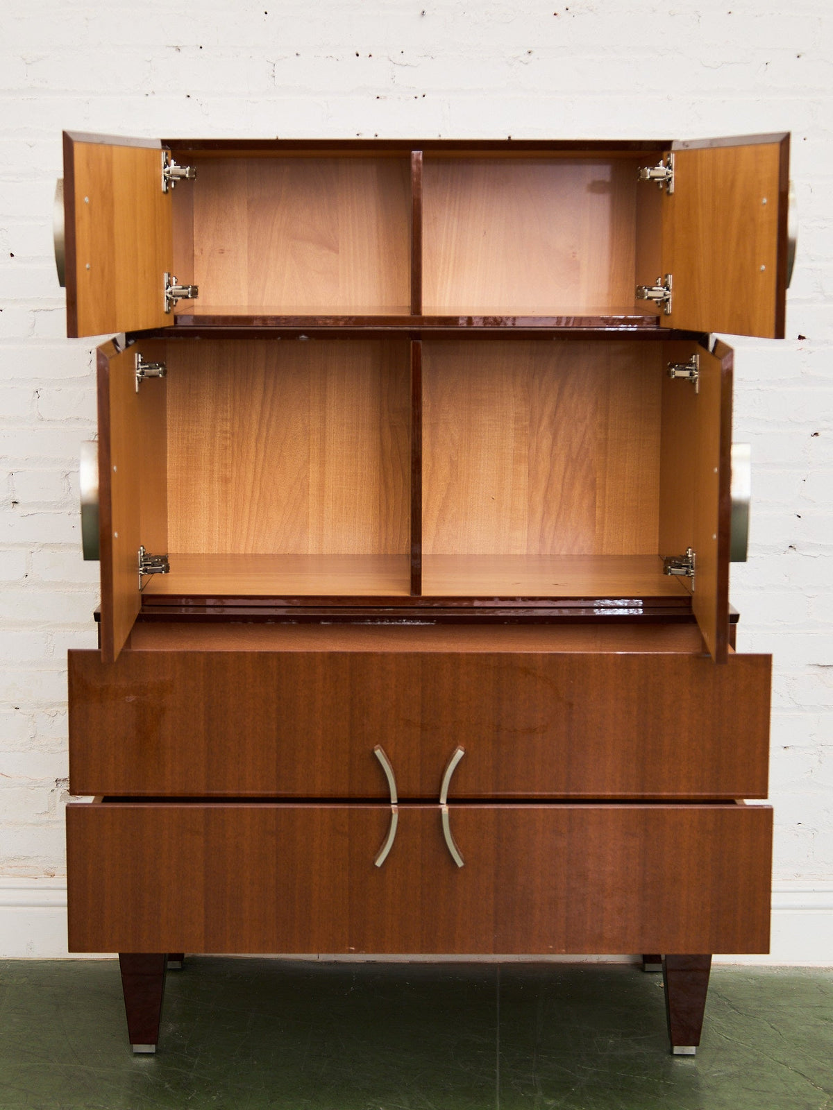 Nicole Miller Italian High-Gloss Stacked Lacquer Cabinet