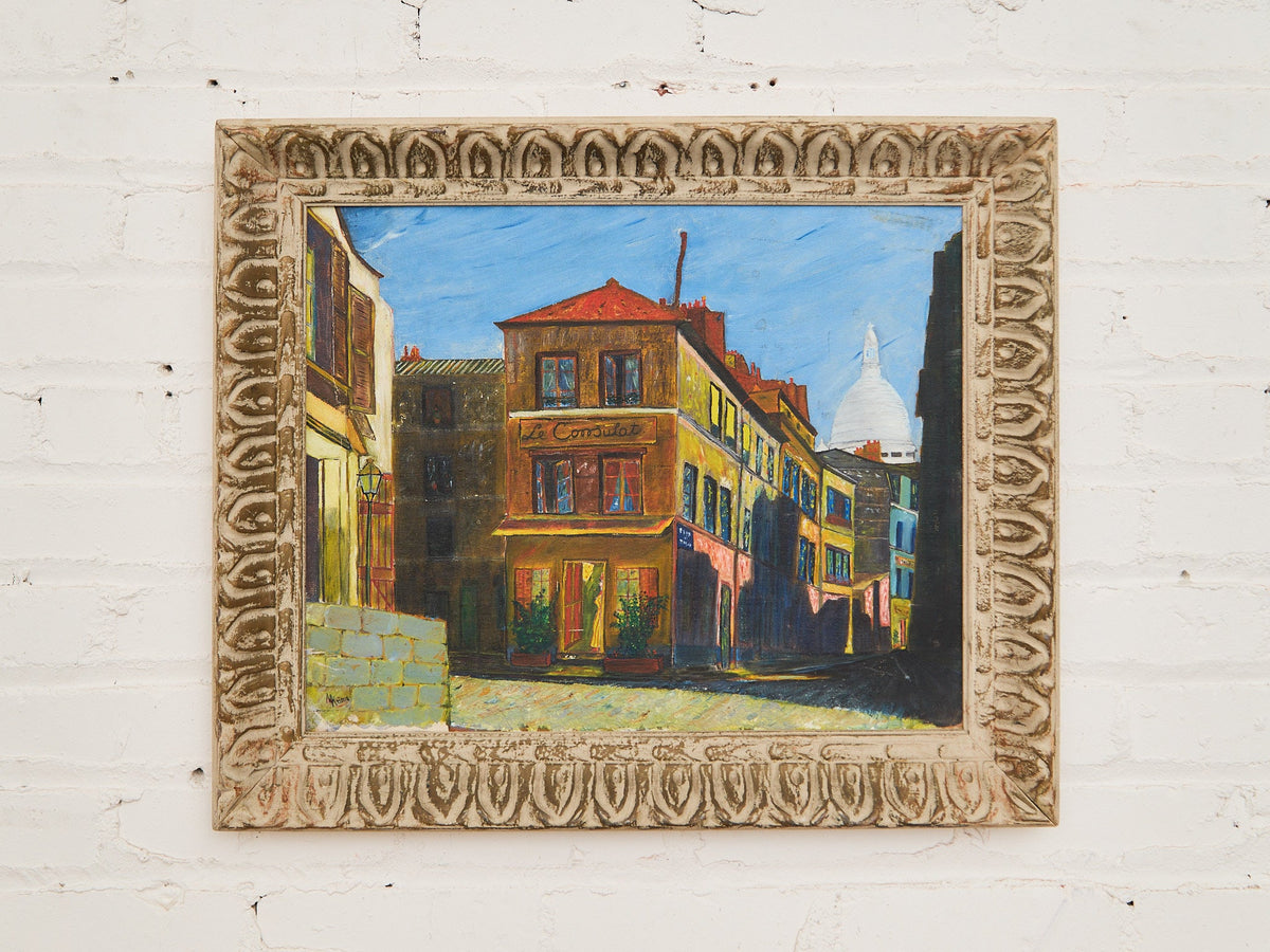 Vintage Montmartre Street Scene Painting by N. Krims