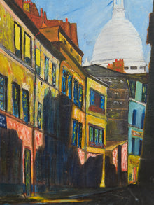 Vintage Montmartre Street Scene Painting by N. Krims