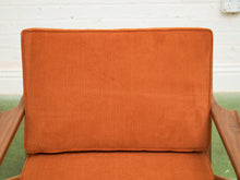 Ziggy Walnut Lounge Chair in Orange Corduroy