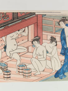 Ukiyo-e Female Bathers Woodblock Prints of Japanese Artist, Torri Kiyonag Signed
