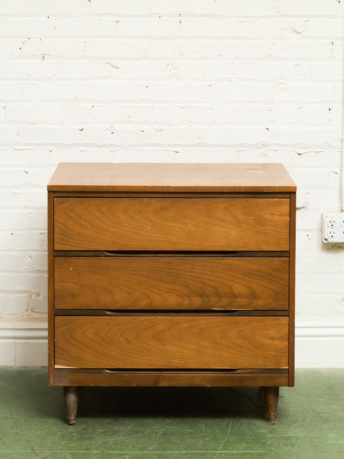 Walnut 3 drawer Mid Century Dresser