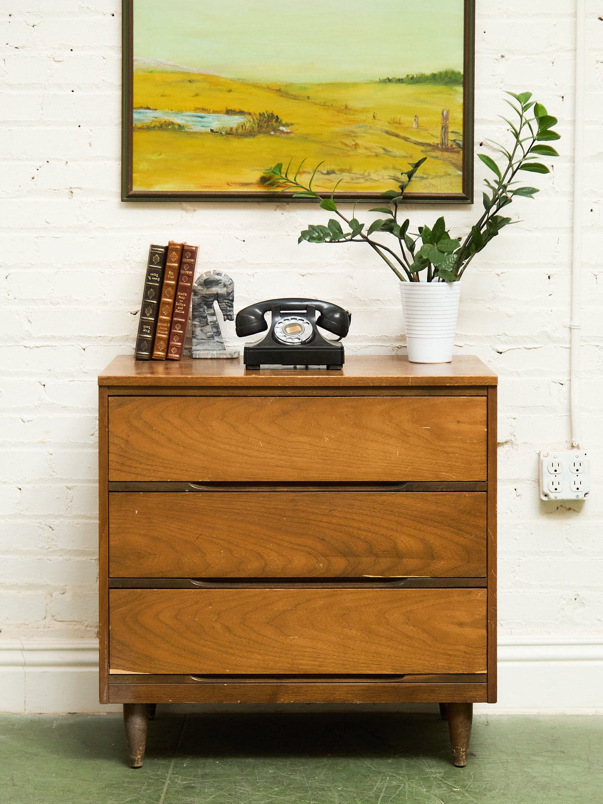 Walnut 3 drawer Mid Century Dresser