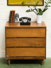 Walnut 3 drawer Mid Century Dresser