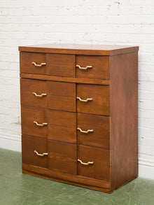 Four Drawer 1950s High Boy With Gold Hardware