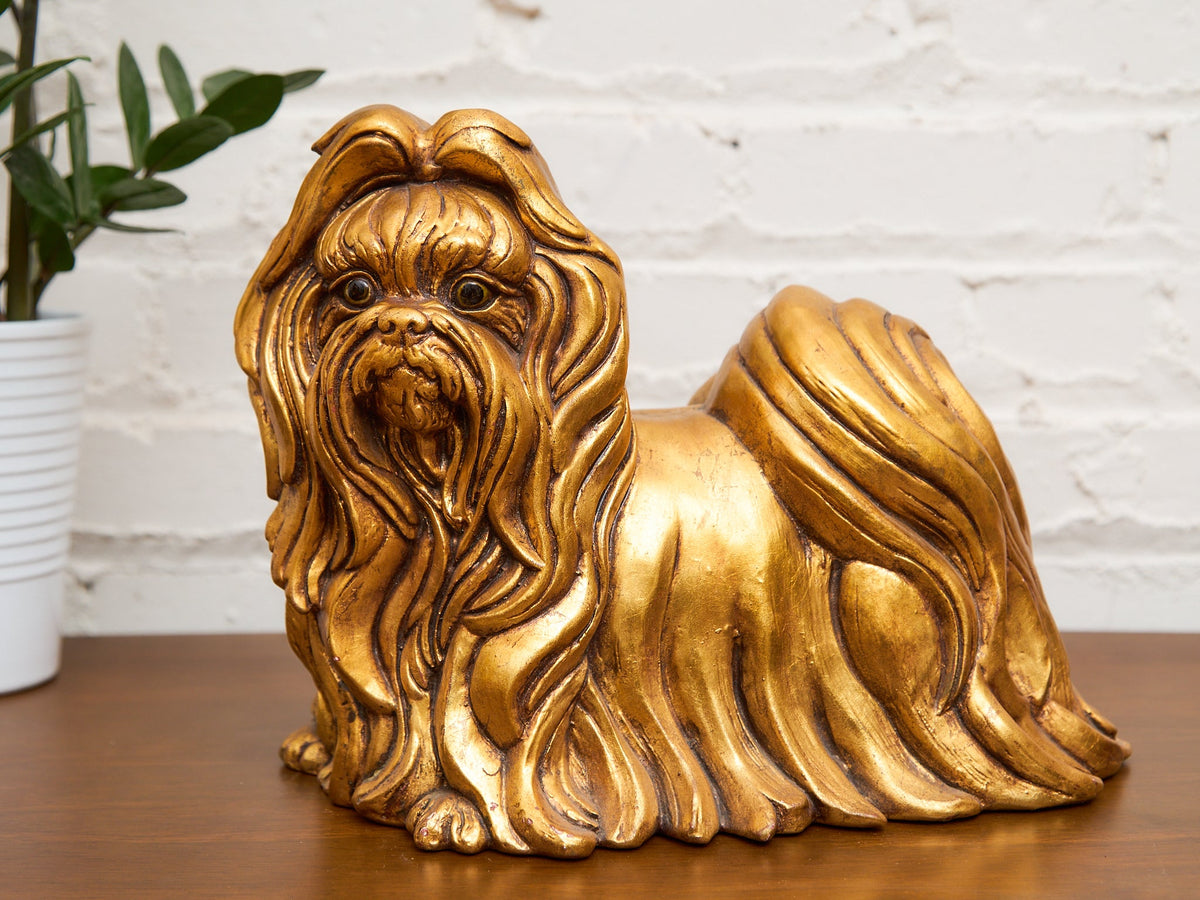 Kay Finch Vintage California Gold Ceramic Shih Tzu Dog Large
