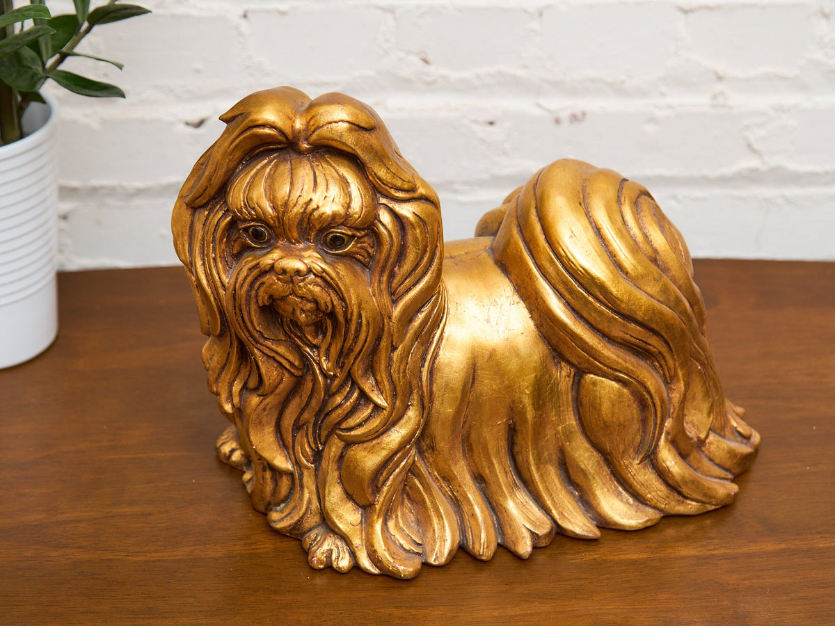 Kay Finch Vintage California Gold Ceramic Shih Tzu Dog Large