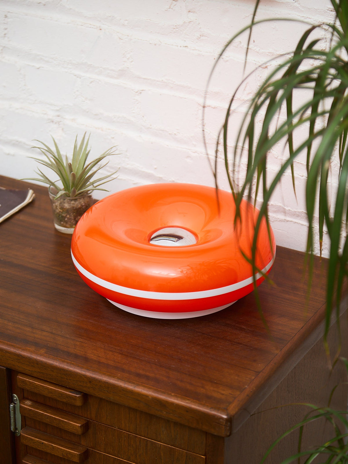 Orange Donut Lamp with White Stripe
