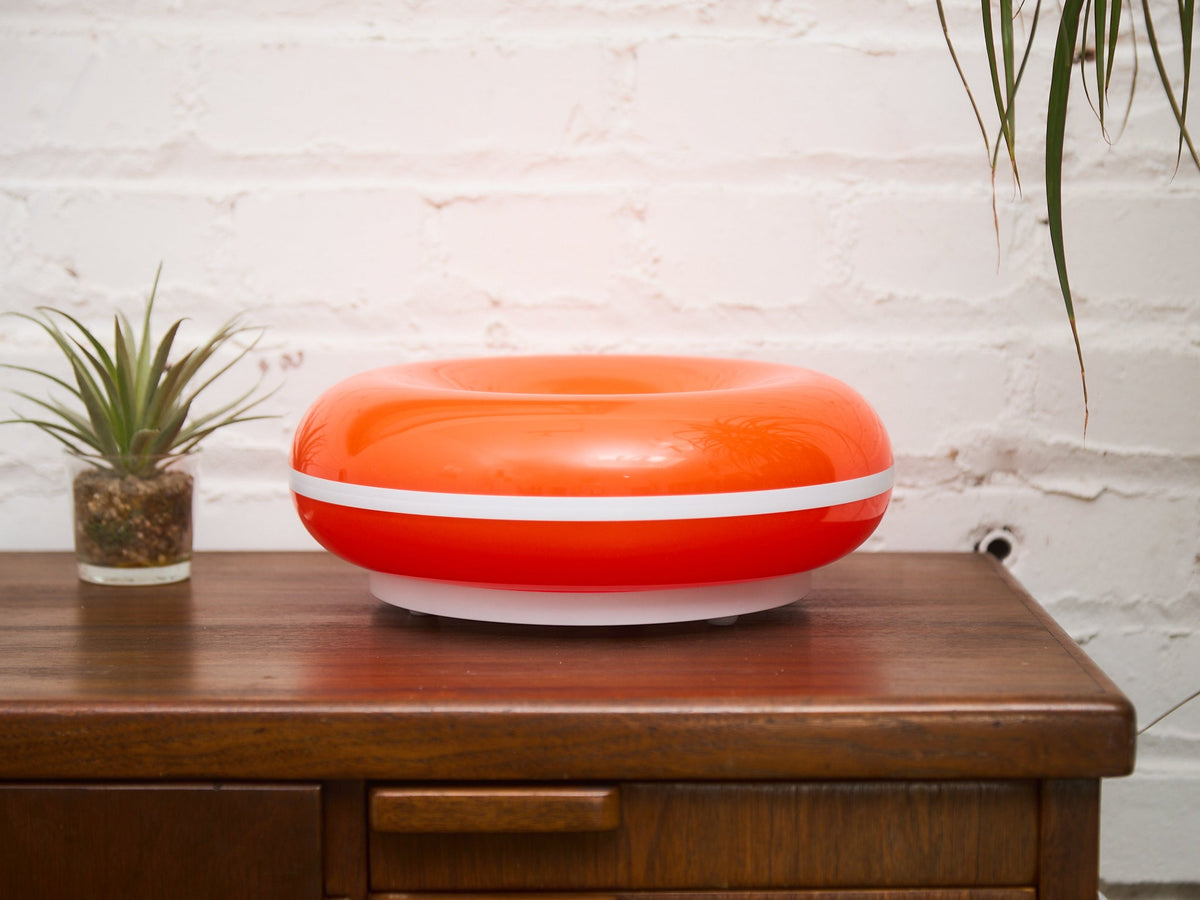 Orange Donut Lamp with White Stripe