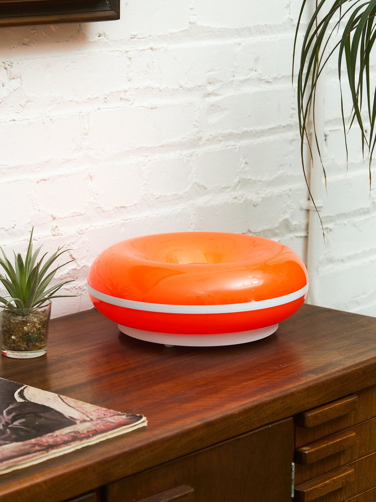 Orange Donut Lamp with White Stripe