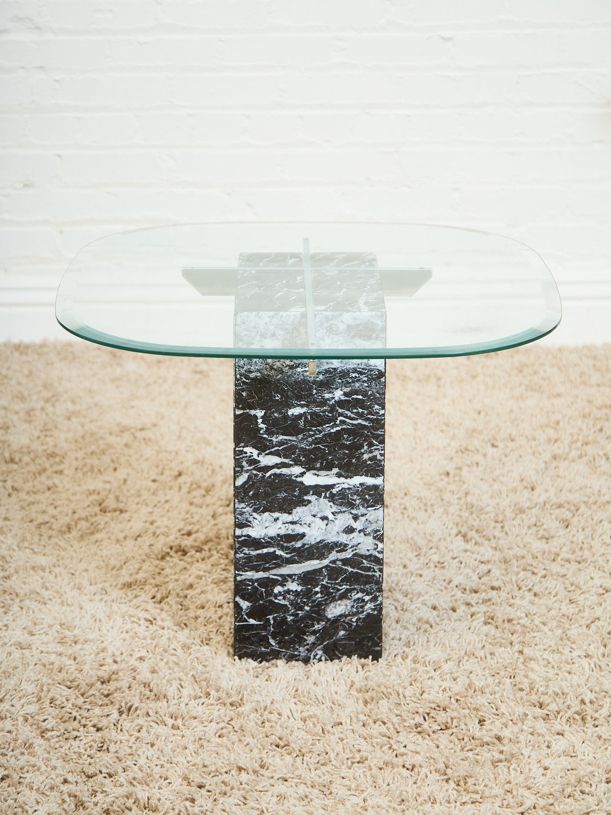 Marble And Chrome Italian end  Table