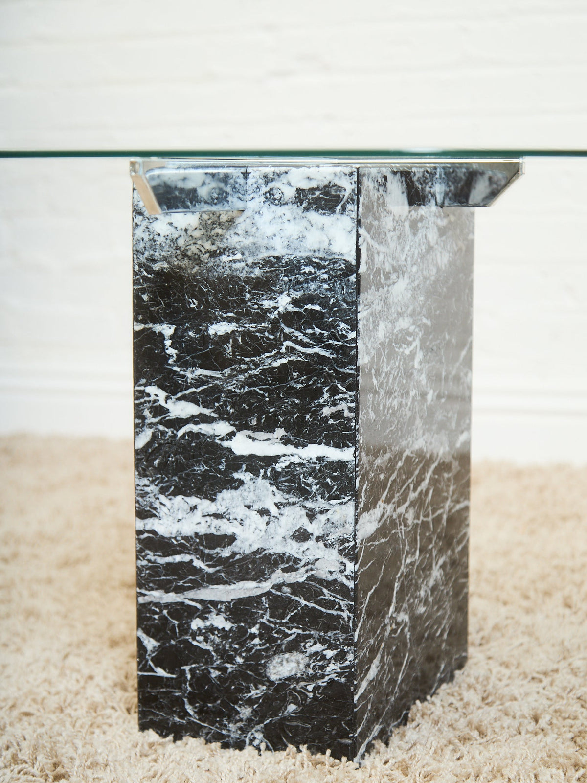 Marble And Chrome Italian end  Table