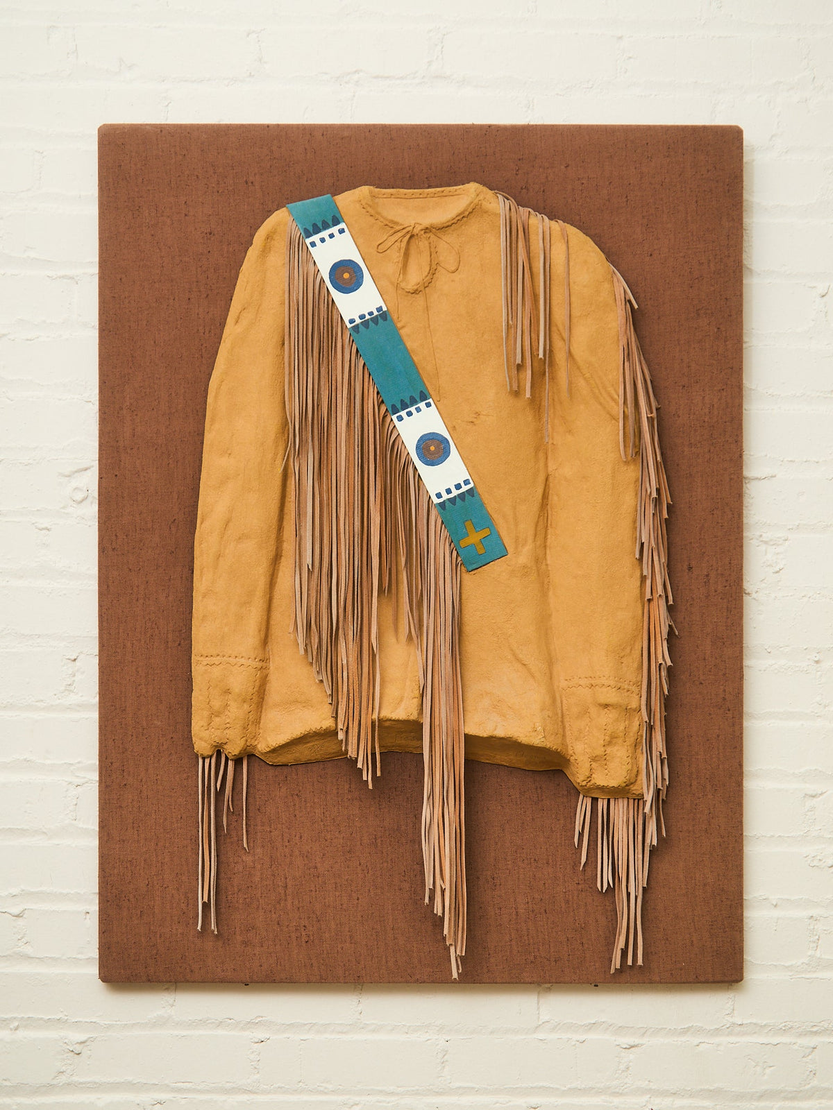 Fringed Buckskin Shirt with Beaded Sash Wall Display