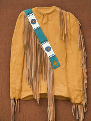 Fringed Buckskin Shirt with Beaded Sash Wall Display